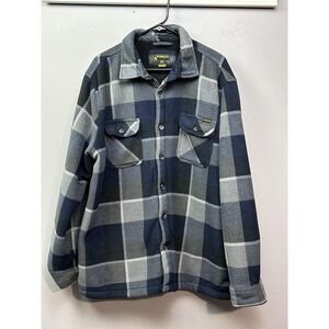 Stanley Jacket Mens 2XL Blue Gray Plaid Fleece Sherpa Lined Workwear Shacket